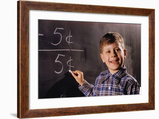 Boy Subtracting on a Blackboard-William P. Gottlieb-Framed Photographic Print