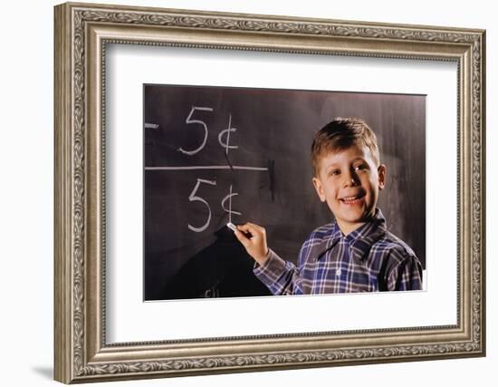 Boy Subtracting on a Blackboard-William P. Gottlieb-Framed Photographic Print