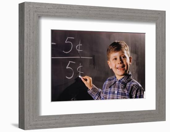 Boy Subtracting on a Blackboard-William P. Gottlieb-Framed Photographic Print