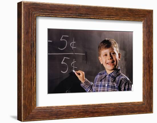 Boy Subtracting on a Blackboard-William P. Gottlieb-Framed Photographic Print