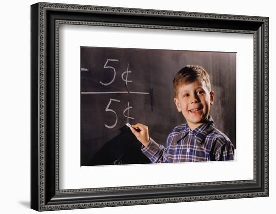 Boy Subtracting on a Blackboard-William P. Gottlieb-Framed Photographic Print