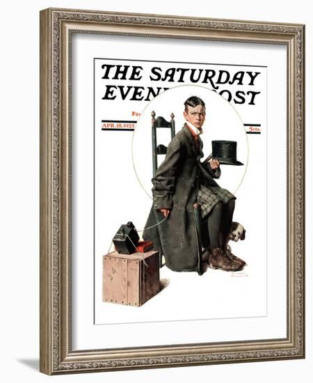 "Boy Taking His Self-Portrait" Saturday Evening Post Cover, April 18,1925-Norman Rockwell-Framed Giclee Print