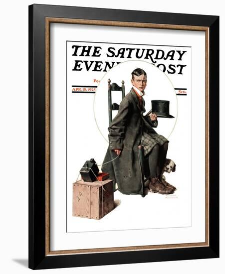 "Boy Taking His Self-Portrait" Saturday Evening Post Cover, April 18,1925-Norman Rockwell-Framed Giclee Print