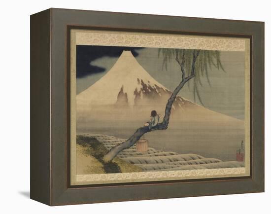 Boy Viewing Mount Fuji, 1839 (Ink & Colour on Silk)-Katsushika Hokusai-Framed Premier Image Canvas