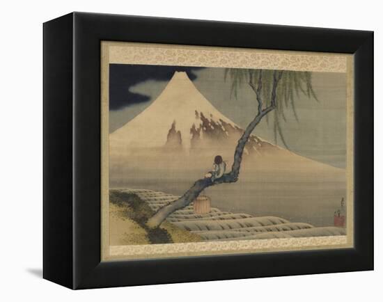 Boy Viewing Mount Fuji, 1839 (Ink & Colour on Silk)-Katsushika Hokusai-Framed Premier Image Canvas