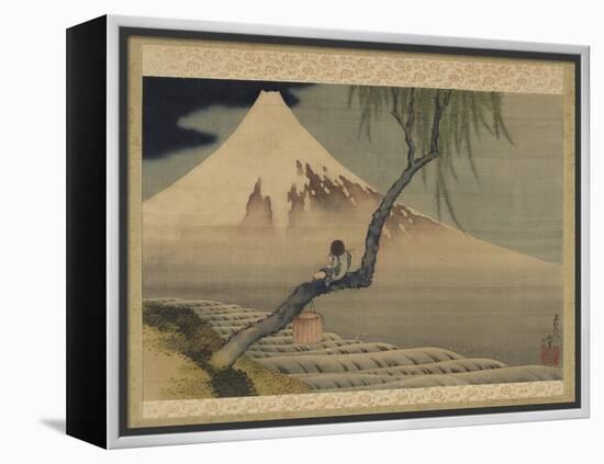 Boy Viewing Mount Fuji, 1839 (Ink & Colour on Silk)-Katsushika Hokusai-Framed Premier Image Canvas