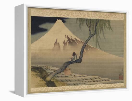 Boy Viewing Mount Fuji, 1839 (Ink & Colour on Silk)-Katsushika Hokusai-Framed Premier Image Canvas