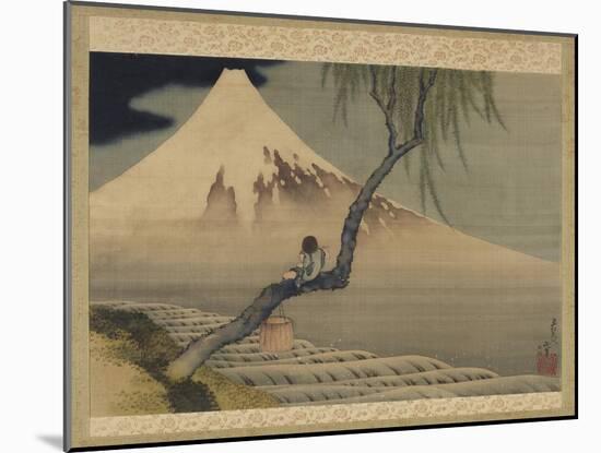 Boy Viewing Mount Fuji, 1839 (Ink & Colour on Silk)-Katsushika Hokusai-Mounted Giclee Print