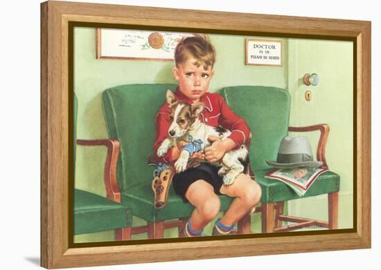 Boy Waiting at Vet's-null-Framed Stretched Canvas