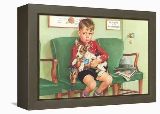 Boy Waiting at Vet's-null-Framed Stretched Canvas