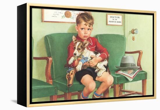 Boy Waiting at Vet's-null-Framed Stretched Canvas