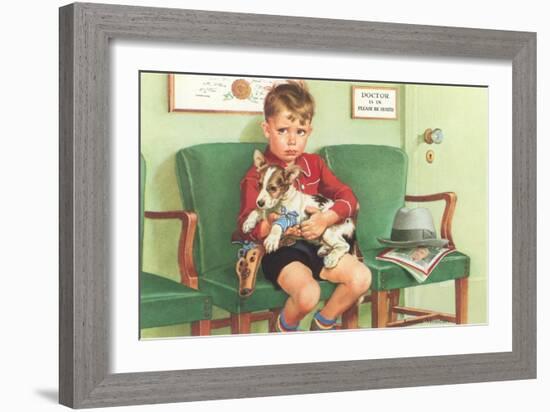 Boy Waiting at Vet's-null-Framed Art Print