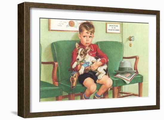 Boy Waiting at Vet's-null-Framed Art Print