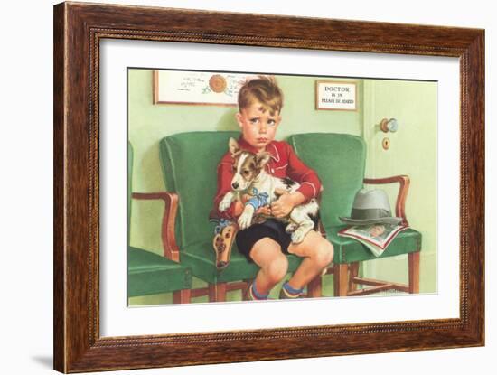 Boy Waiting at Vet's-null-Framed Art Print