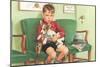 Boy Waiting at Vet's-null-Mounted Art Print