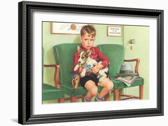 Boy Waiting at Vet's-null-Framed Art Print