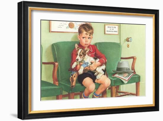 Boy Waiting at Vet's-null-Framed Art Print