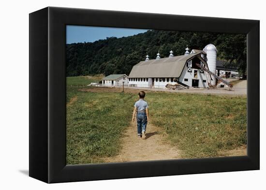 Boy Walking Towards a Barn-William P. Gottlieb-Framed Premier Image Canvas