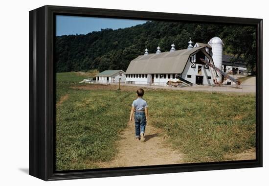 Boy Walking Towards a Barn-William P. Gottlieb-Framed Premier Image Canvas