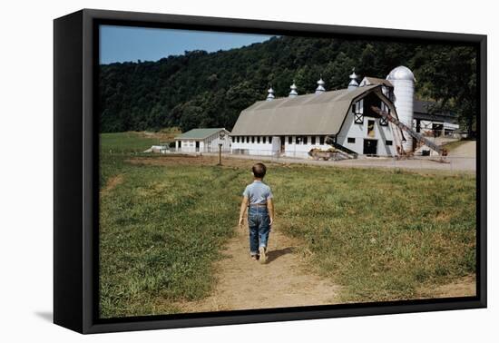 Boy Walking Towards a Barn-William P. Gottlieb-Framed Premier Image Canvas