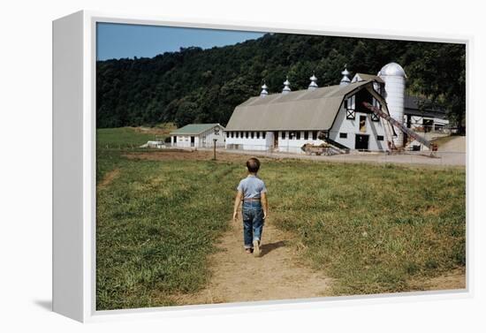 Boy Walking Towards a Barn-William P. Gottlieb-Framed Premier Image Canvas