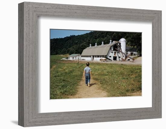 Boy Walking Towards a Barn-William P. Gottlieb-Framed Photographic Print