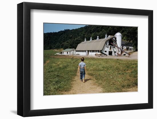 Boy Walking Towards a Barn-William P. Gottlieb-Framed Photographic Print