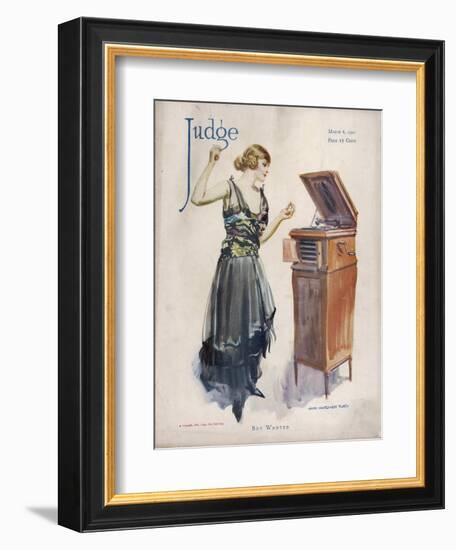 Boy Wanted! a Girl on Her Own Plays Her Phonograph-James Montgomery Flagg-Framed Photographic Print
