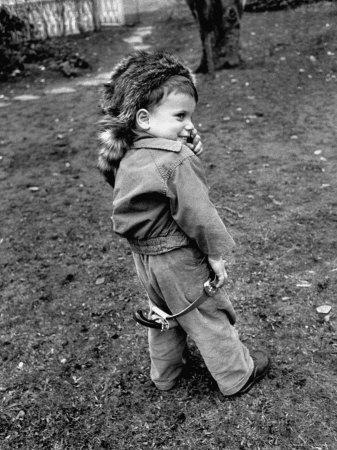 'Boy Wearing a Davey Crockett Hat' Photographic Print - Ralph Morse ...