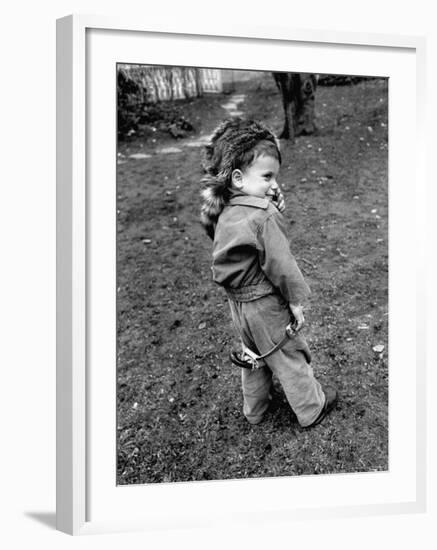 Boy Wearing a Davey Crockett Hat-Ralph Morse-Framed Photographic Print