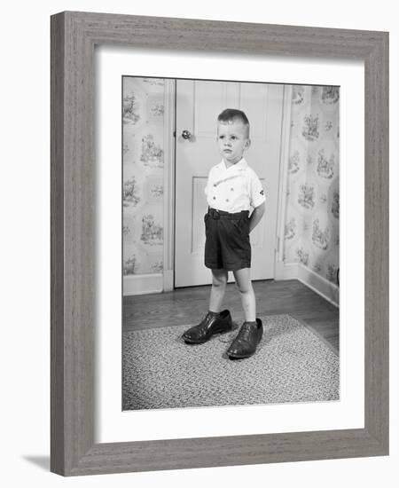 Boy Wearing Men's Shoes-Philip Gendreau-Framed Photographic Print