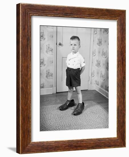 Boy Wearing Men's Shoes-Philip Gendreau-Framed Photographic Print