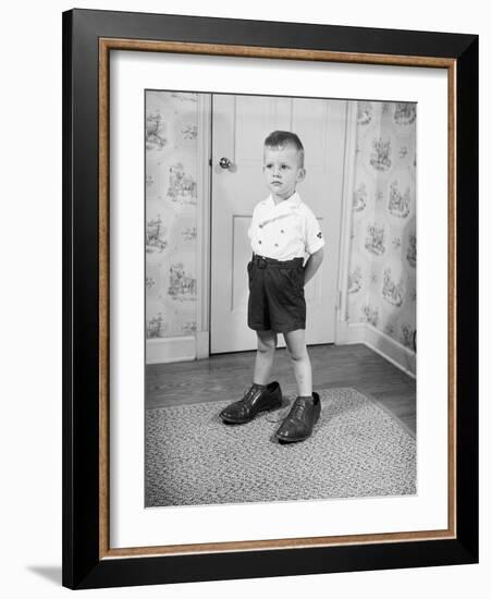 Boy Wearing Men's Shoes-Philip Gendreau-Framed Photographic Print