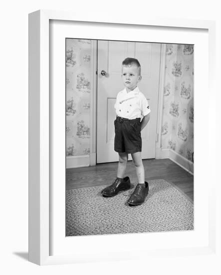 Boy Wearing Men's Shoes-Philip Gendreau-Framed Photographic Print