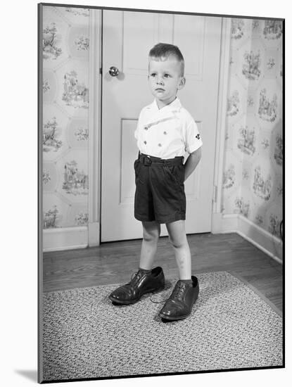 Boy Wearing Men's Shoes-Philip Gendreau-Mounted Photographic Print