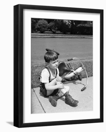 Boy Who Has Fallen Off Bicycle-Philip Gendreau-Framed Photographic Print