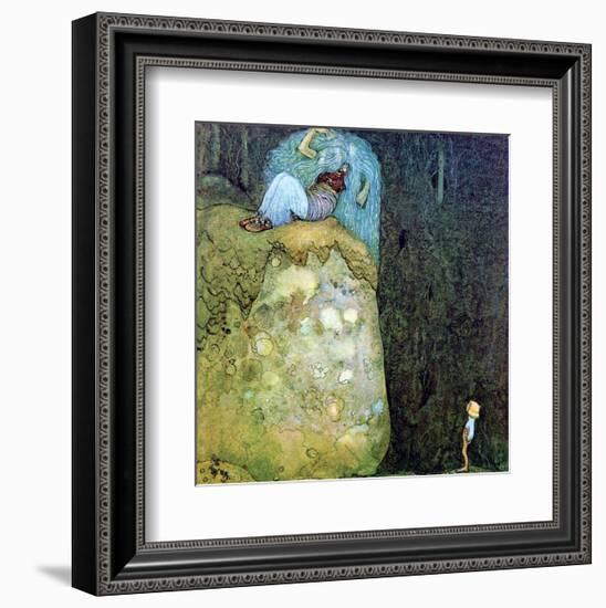 Boy Who Was Not Afraid of Trolls-John Bauer-Framed Art Print