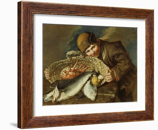 Boy with a basket full of sea food-Giacomo Ceruti-Framed Giclee Print