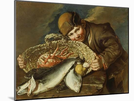 Boy with a basket full of sea food-Giacomo Ceruti-Mounted Giclee Print