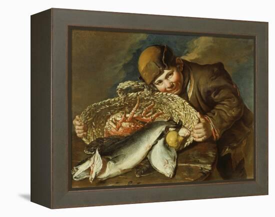 Boy with a basket full of sea food-Giacomo Ceruti-Framed Premier Image Canvas