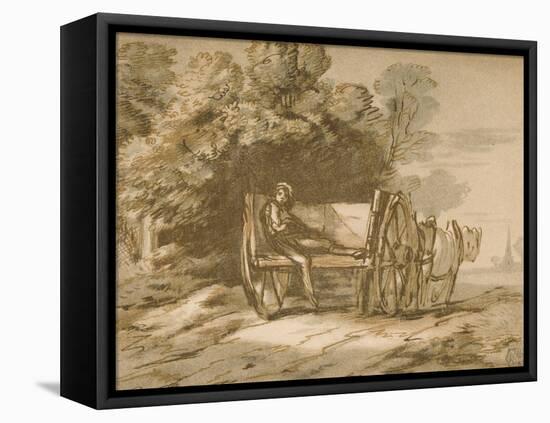 Boy with a Cart. - Sketch with Pen and Wash, 18th Century-Thomas Gainsborough-Framed Premier Image Canvas