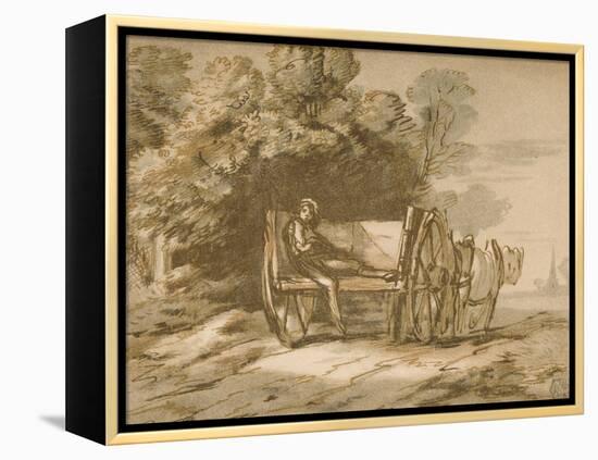 Boy with a Cart. - Sketch with Pen and Wash, 18th Century-Thomas Gainsborough-Framed Premier Image Canvas