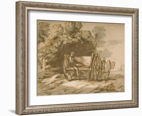 Boy with a Cart. - Sketch with Pen and Wash, 18th Century-Thomas Gainsborough-Framed Giclee Print