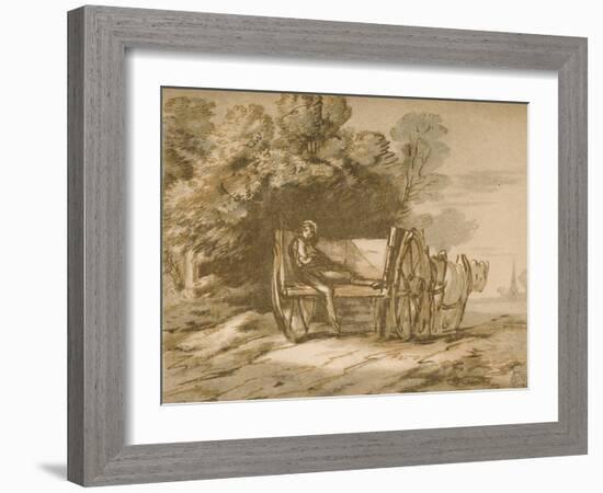 Boy with a Cart. - Sketch with Pen and Wash, 18th Century-Thomas Gainsborough-Framed Giclee Print