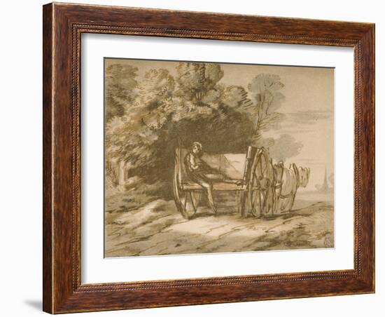 Boy with a Cart. - Sketch with Pen and Wash, 18th Century-Thomas Gainsborough-Framed Giclee Print