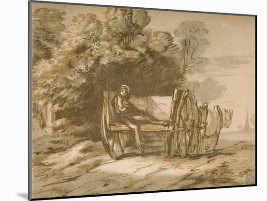 Boy with a Cart. - Sketch with Pen and Wash, 18th Century-Thomas Gainsborough-Mounted Giclee Print