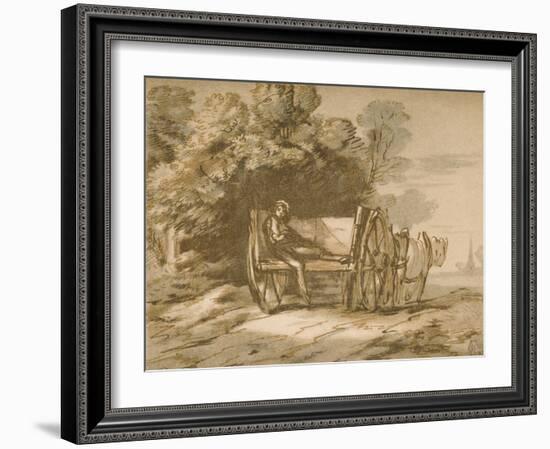Boy with a Cart. - Sketch with Pen and Wash, 18th Century-Thomas Gainsborough-Framed Giclee Print