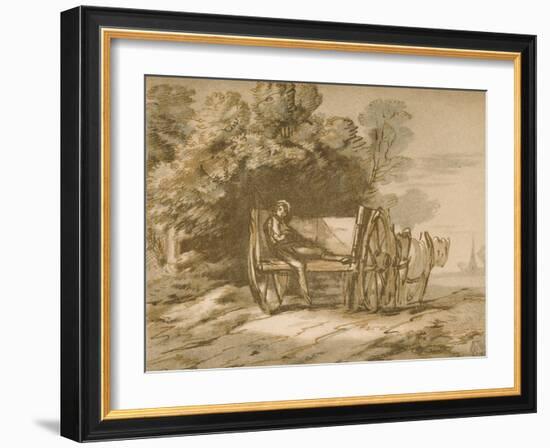 Boy with a Cart. - Sketch with Pen and Wash, 18th Century-Thomas Gainsborough-Framed Giclee Print