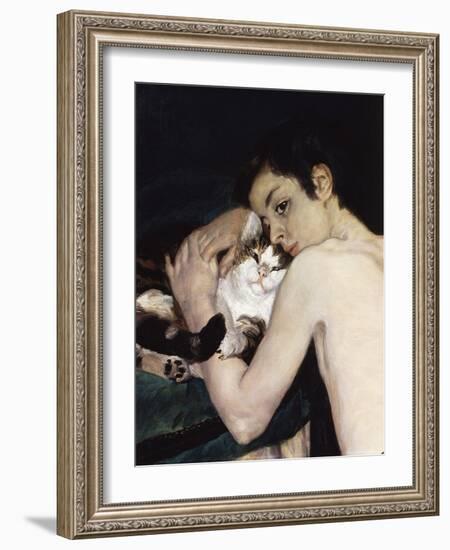 Boy with a Cat, 1868, Detail-Pierre-Auguste Renoir-Framed Giclee Print