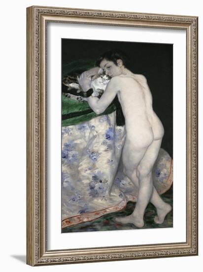 Boy with a Cat, 1868-Pierre-Auguste Renoir-Framed Giclee Print